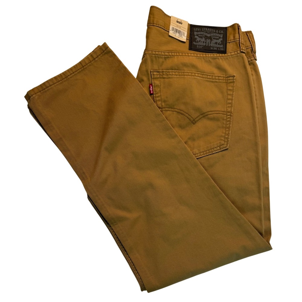 Levis 514 Straight Fit Mens Pants 36x30 Tan Brown Cotton Twill
